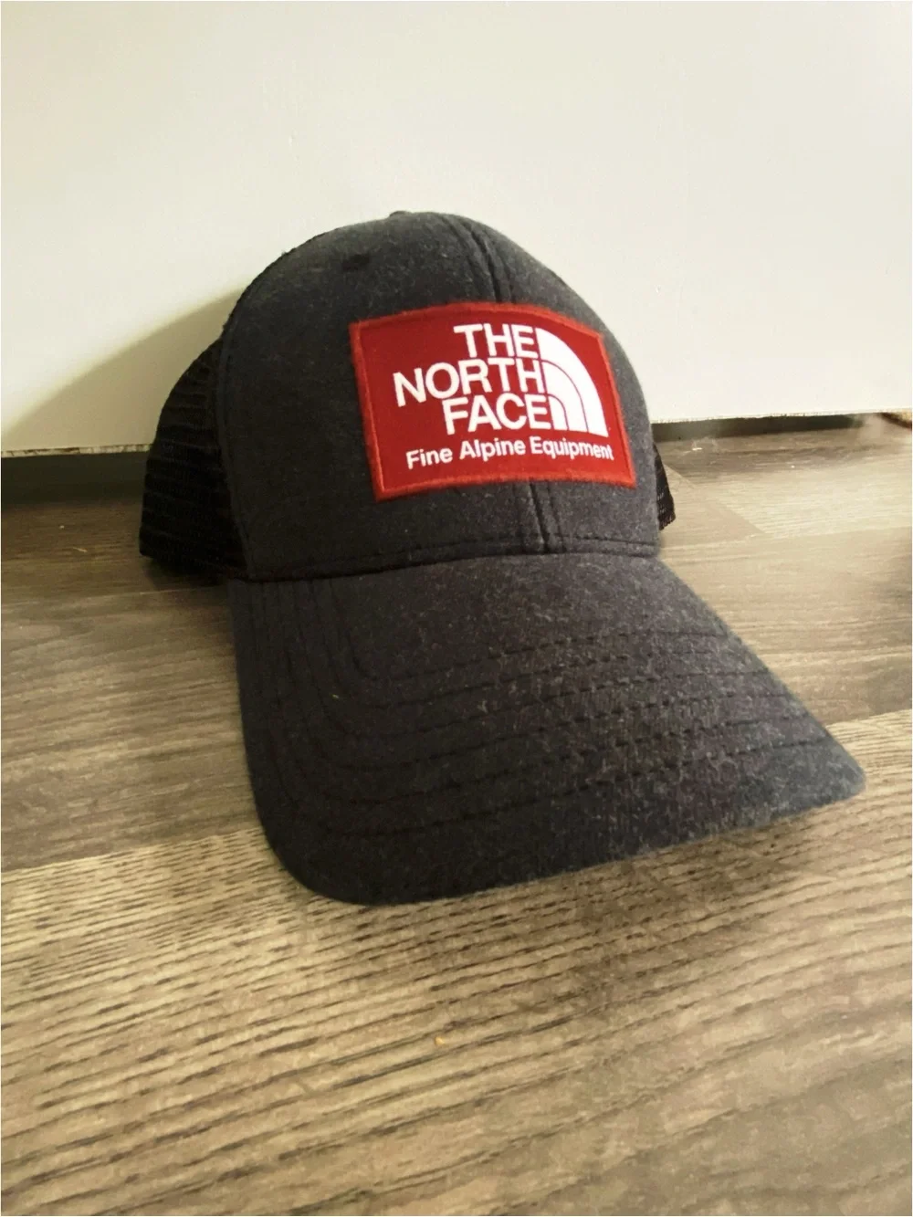 The North Face Grey and Red Mudder Trucker Hat